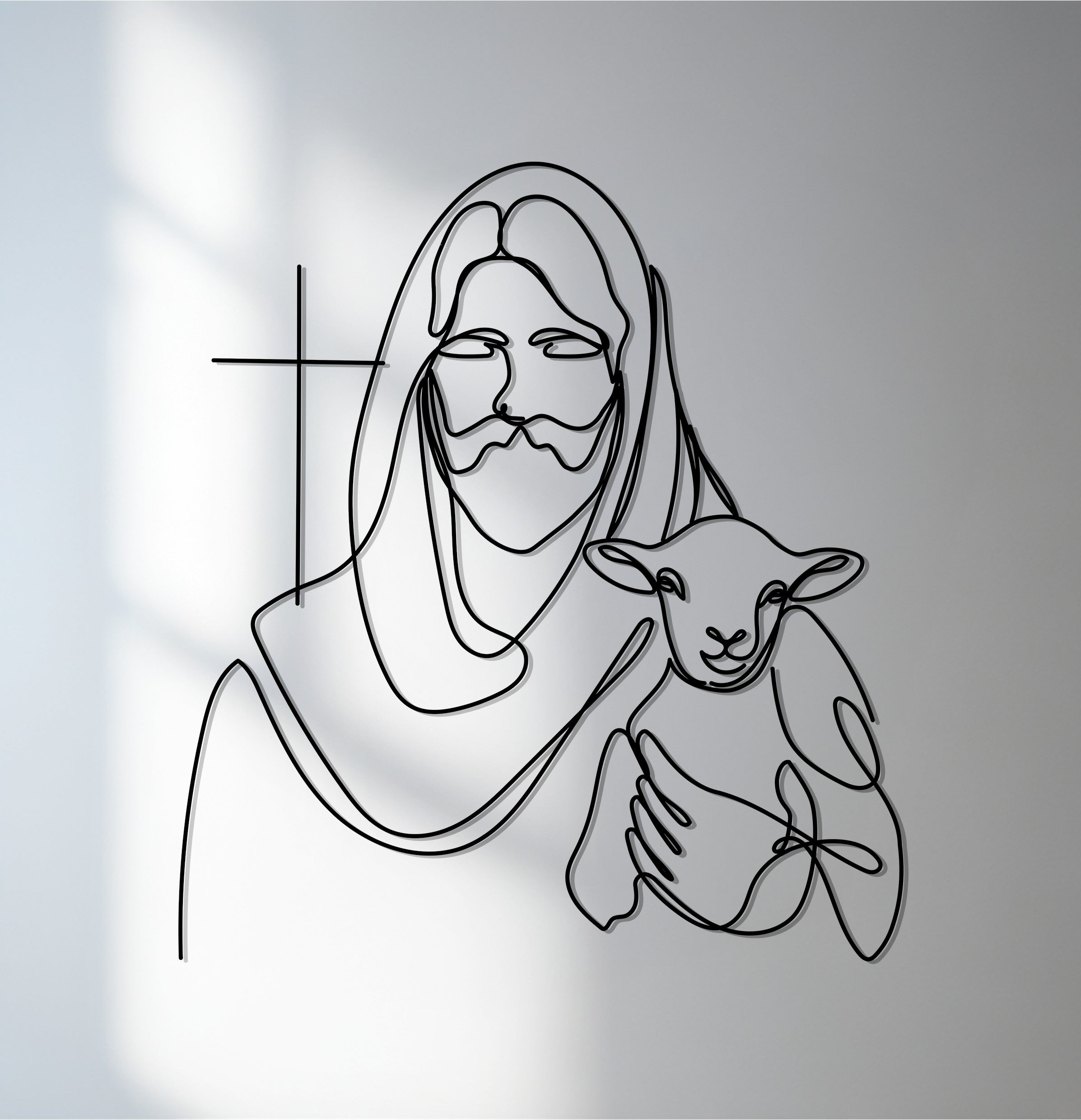 Jesus with Lamb Minimalist Metal Wall Art – Christian Decor ...