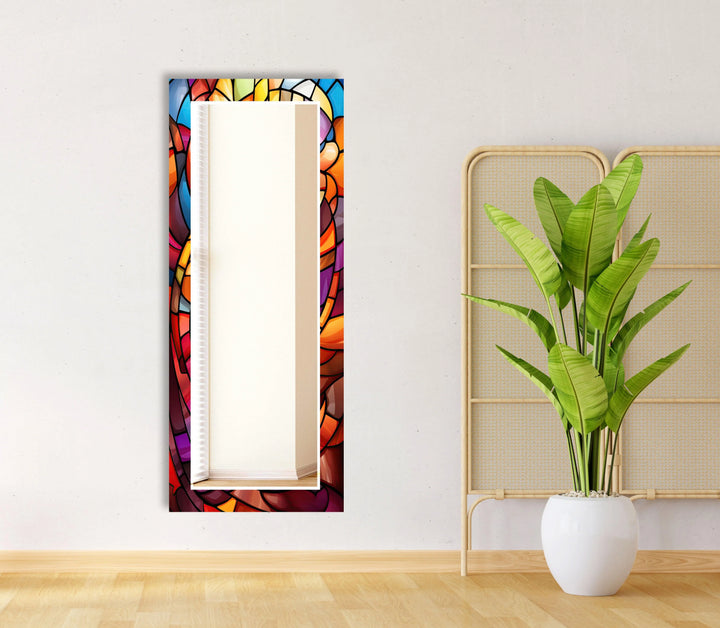 Blue & Orange Stained Wall Mirror Huge Wall Mirror