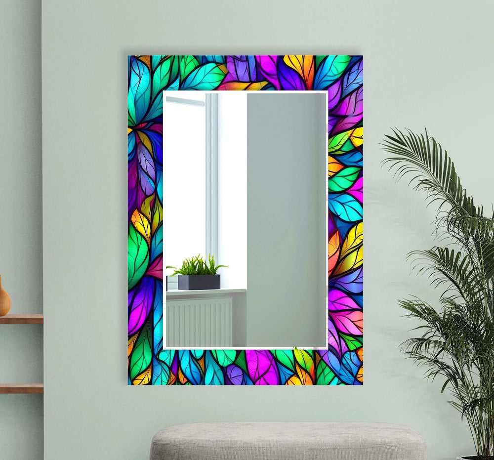 Colorful Leafs Wall Mirror Wood Mirror