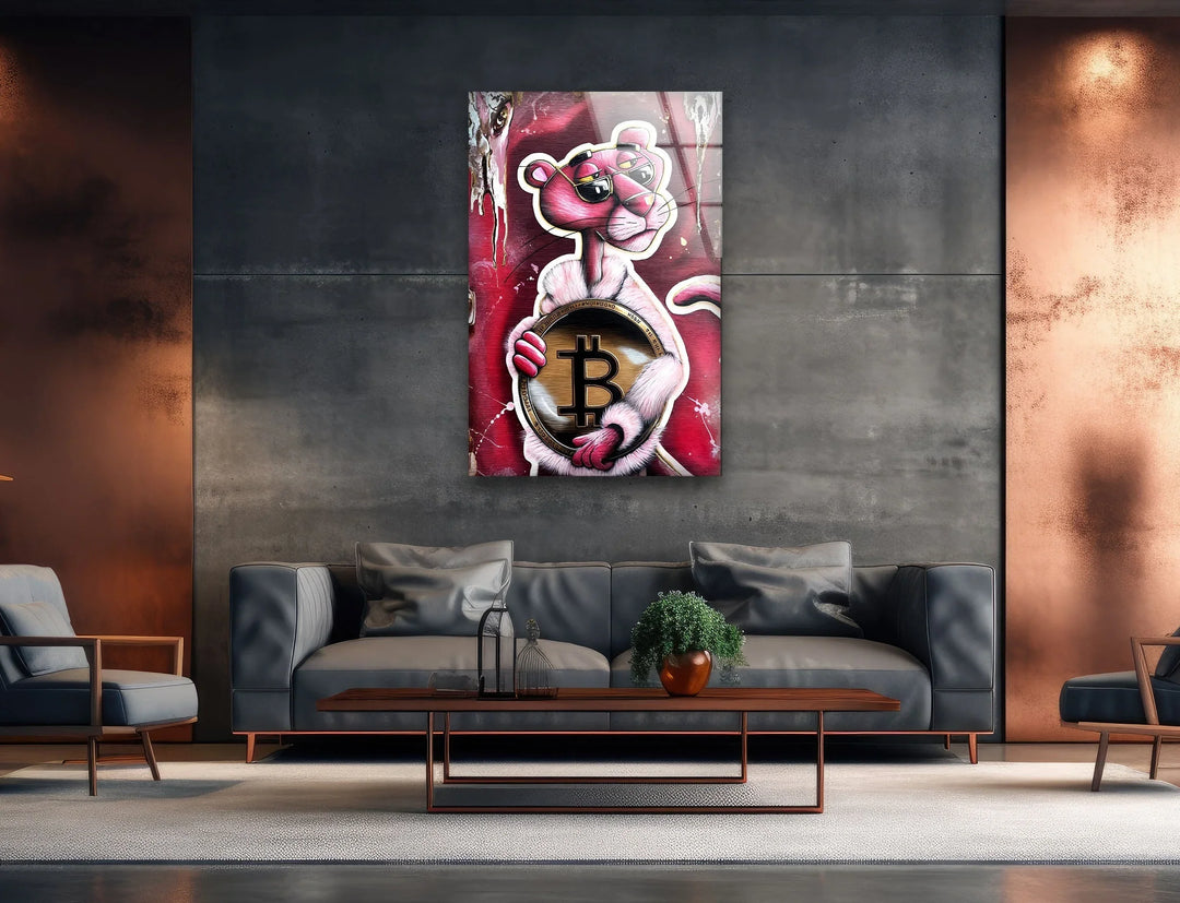 Bitcoin Panther Glass Wall Art art glass wall art, glass wall art pictures