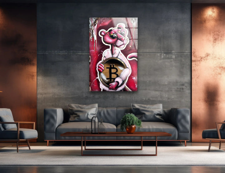 Bitcoin Panther Glass Wall Art art glass wall art, glass wall art pictures