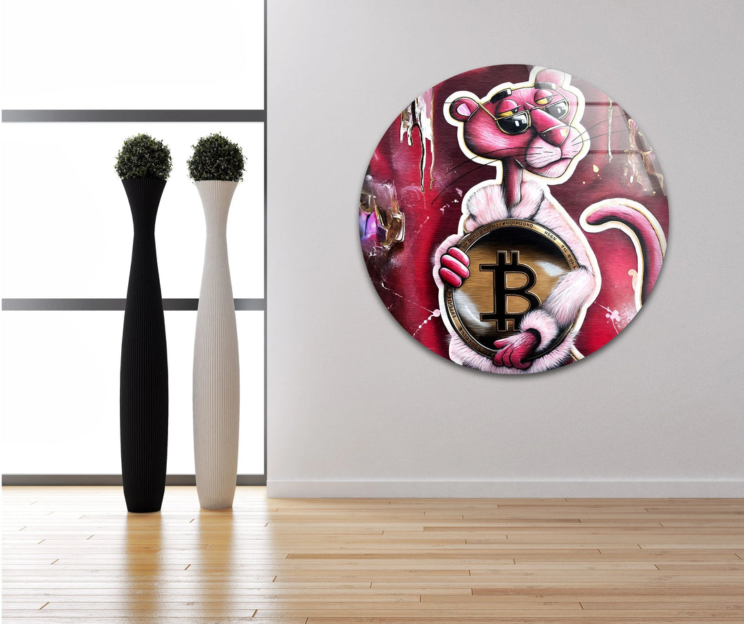 Bitcoin Panther Glass Wall Art glass pictures for Wall, glass prints wall art