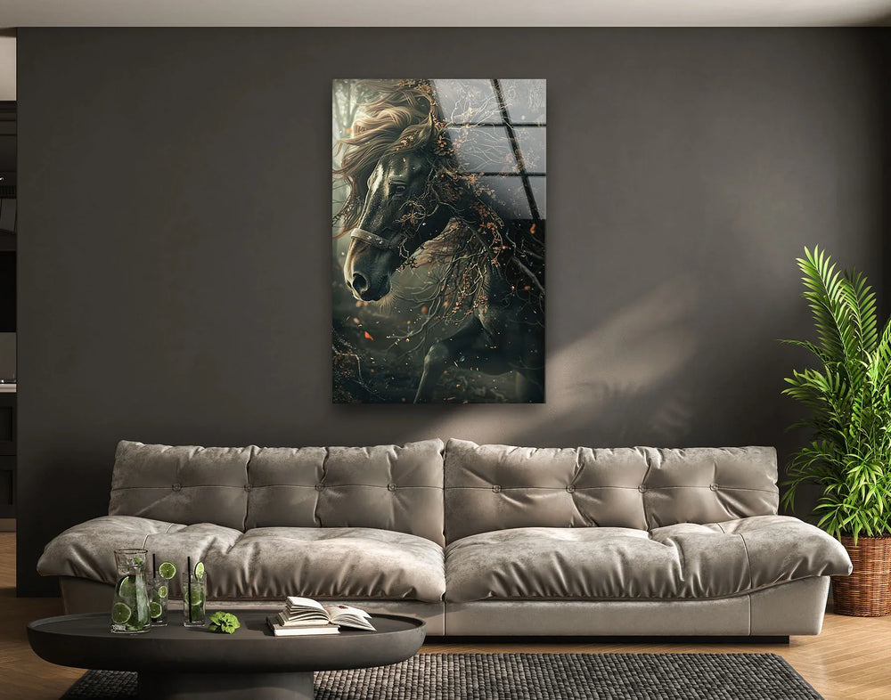 Majestic Black Horse Glass Wall Art - MyPhotoStation