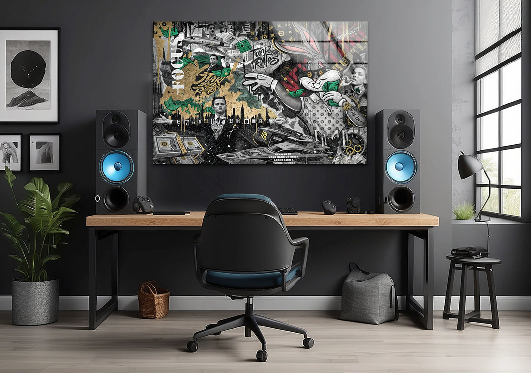 Business Bunny Glass Wall Art Glass Printing Wall Art, Print photos on glass