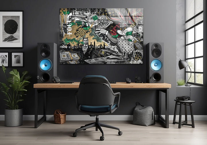 Business Bunny Glass Wall Art Glass Printing Wall Art, Print photos on glass