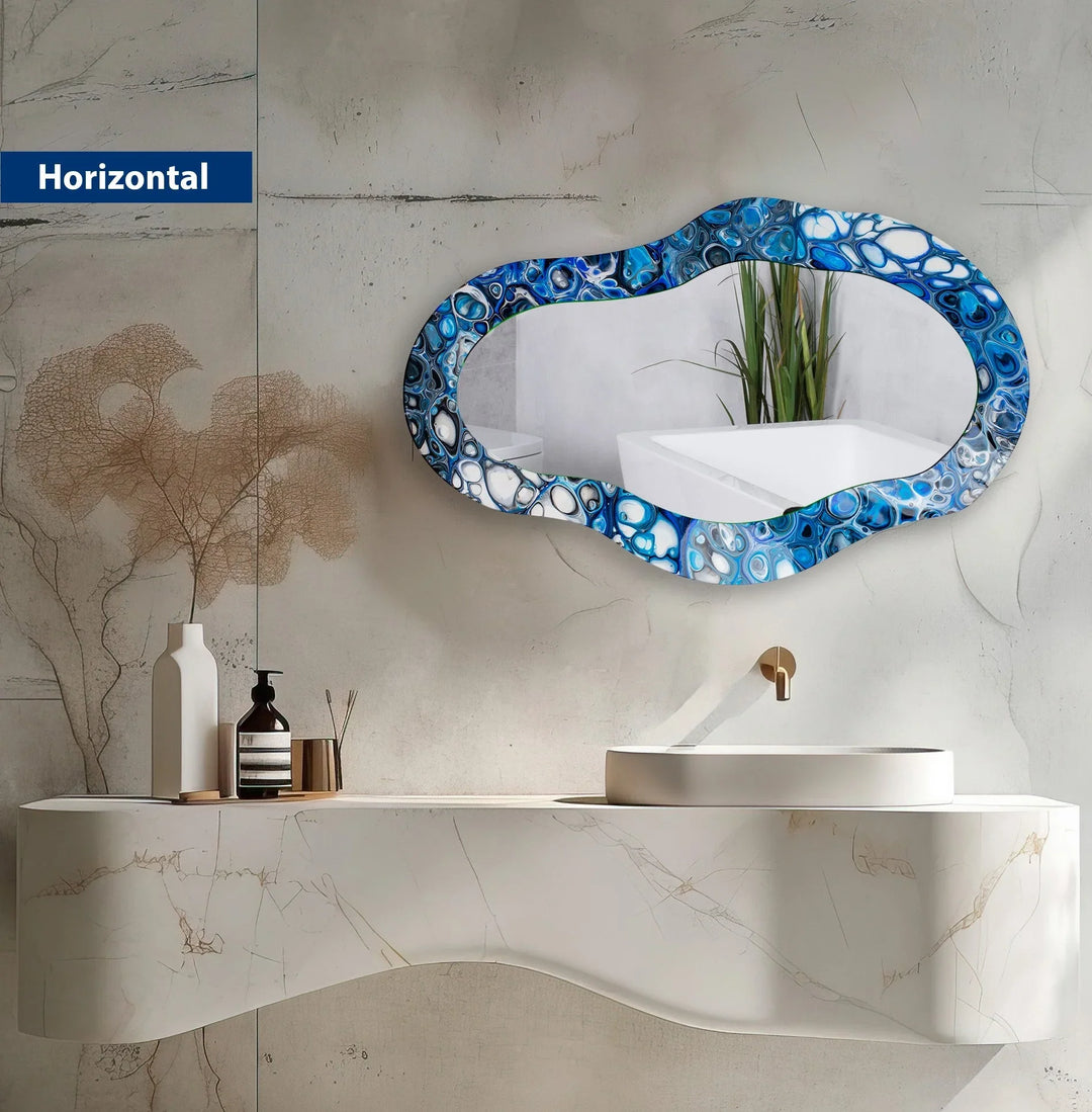Mirror wall art with abstract shapes and reflective surfaces for a modern artistic vibe
