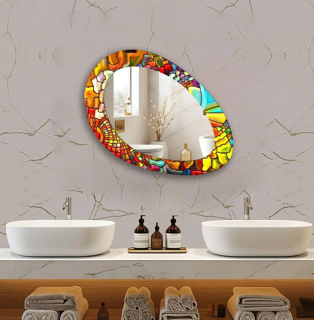 Red Stained Dining Room Wall Mirror - MyPhotoStation