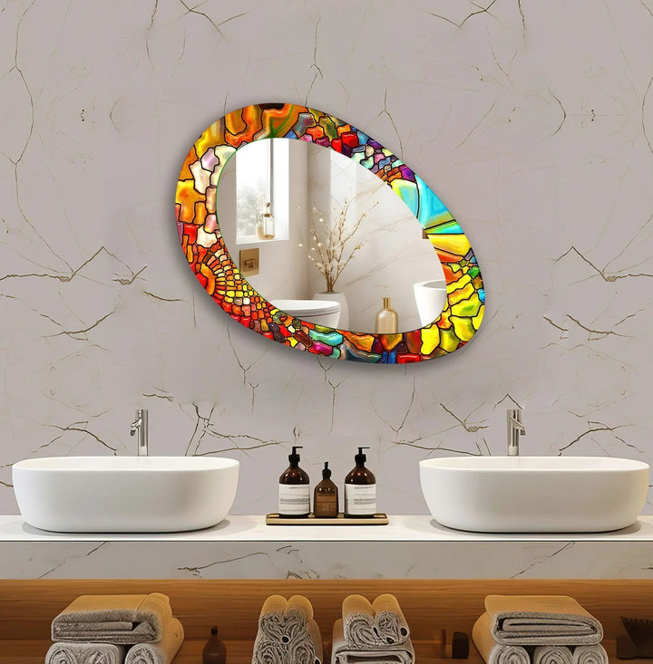 Red Stained Dining Room Wall Mirror - MyPhotoStation