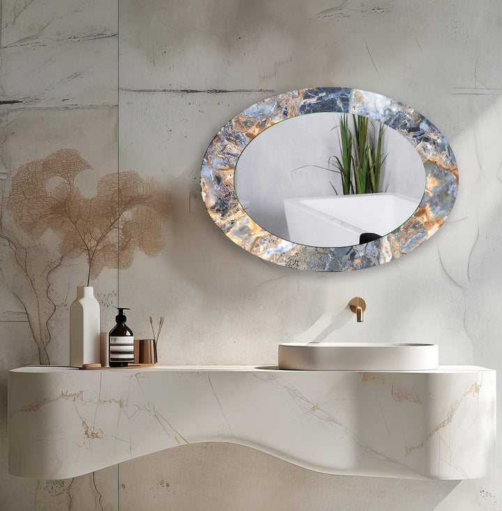 Gray Abstract Oval Wall Mirror - MyPhotoStation