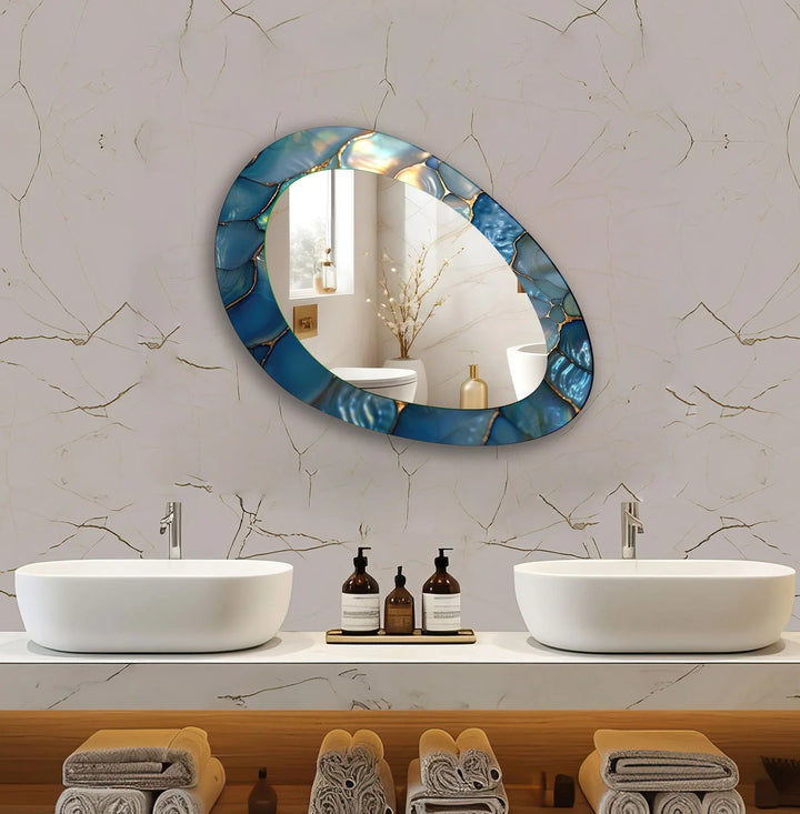 Blue Metallic Abstract Wall Mirror - MyPhotoStation