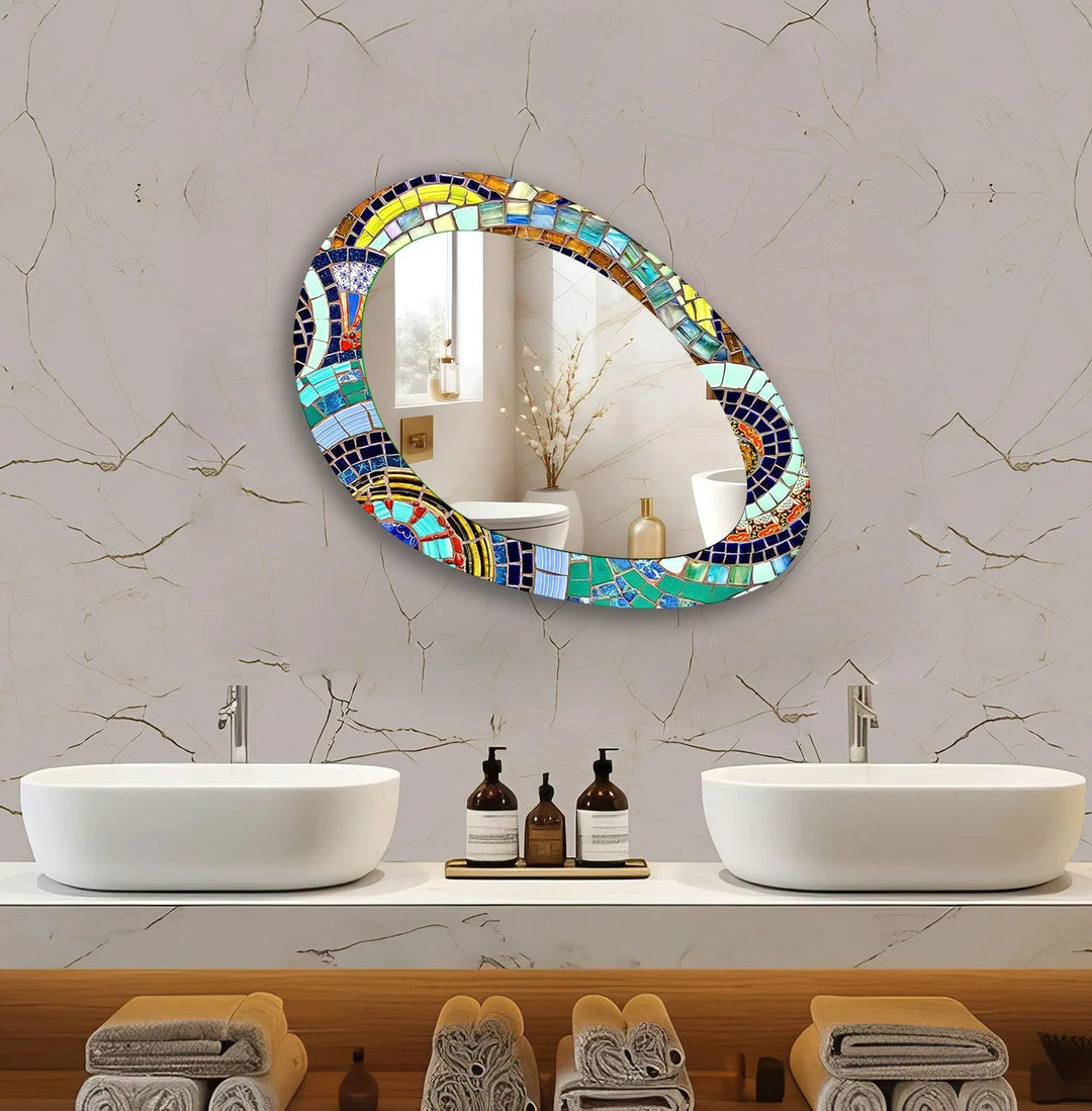 Mirrored wall art crafted with bold patterns for a modern and sophisticated touch