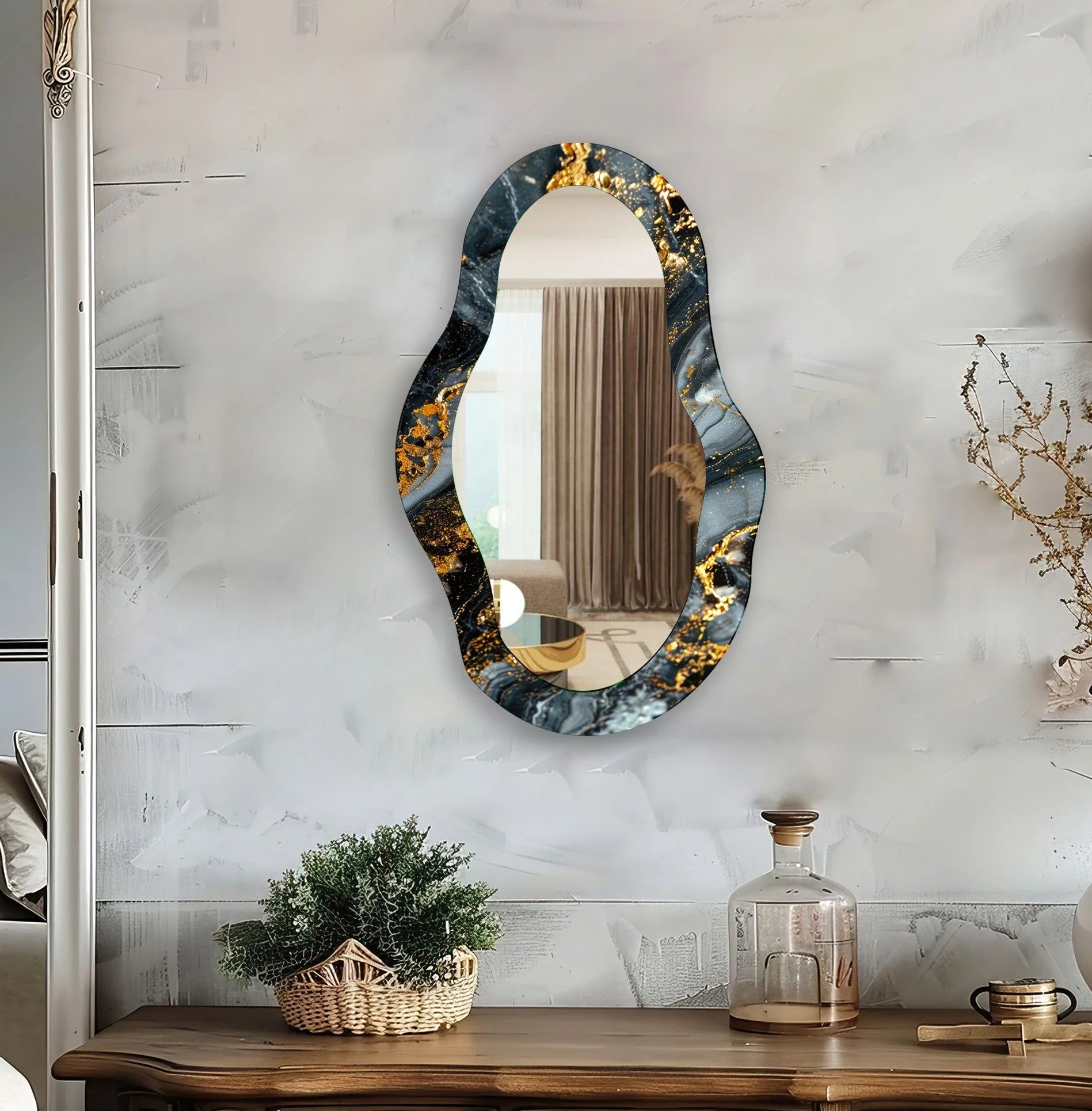 Black And Gold Small Wall Mirror - MyPhotoStation