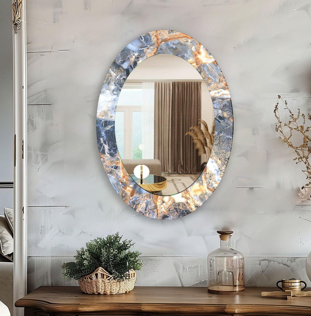 Gray Abstract Oval Wall Mirror - MyPhotoStation
