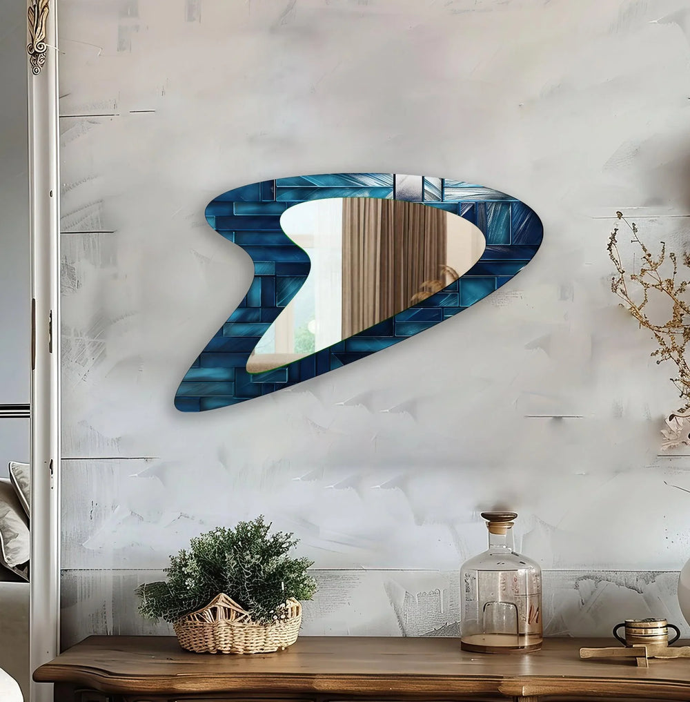 Vivid Blue Abstract Irregular Wall Mirror - MyPhotoStation