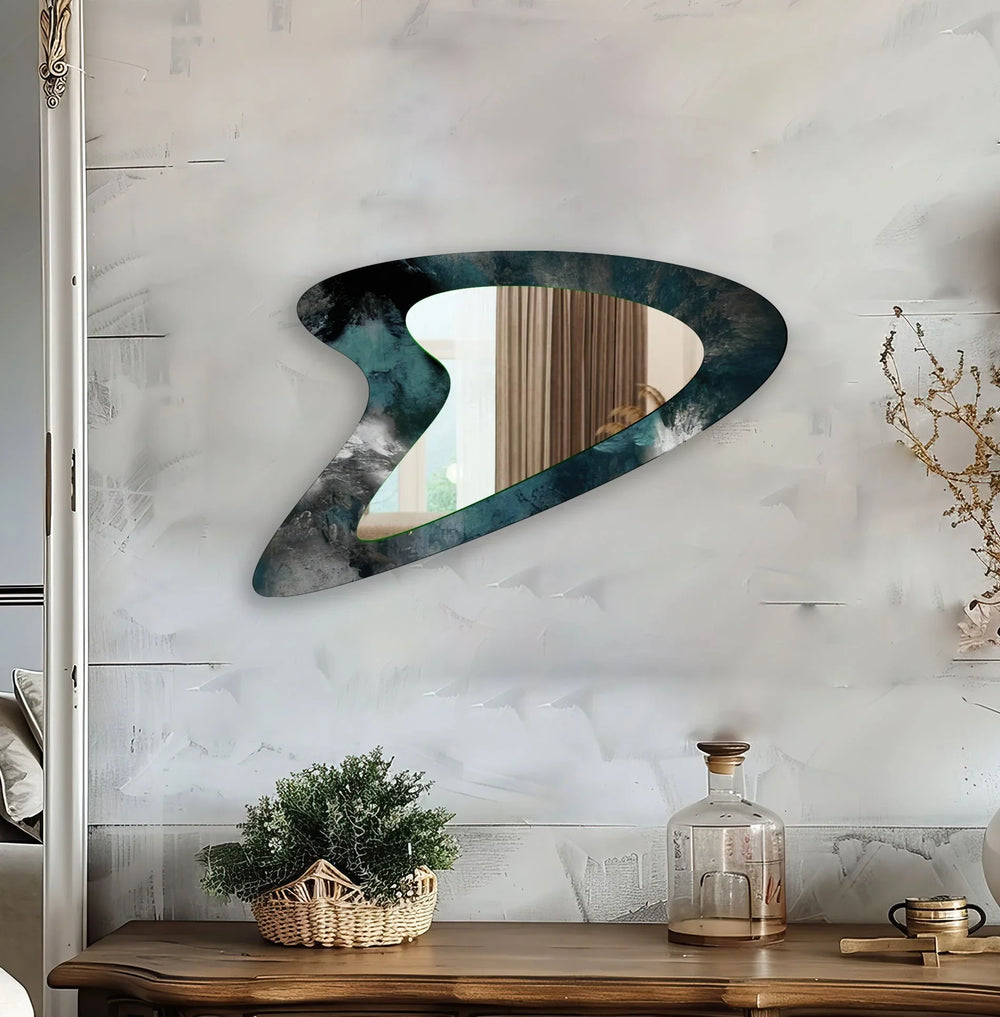 Decorative wall mirror blending artistic patterns with modern functionality for a unique look