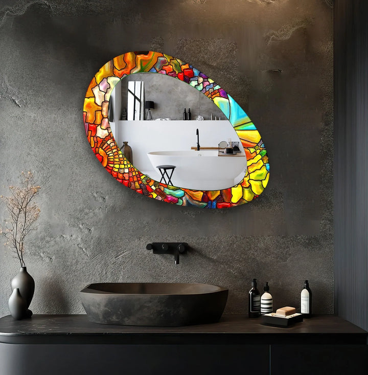 Red Stained Dining Room Wall Mirror - MyPhotoStation