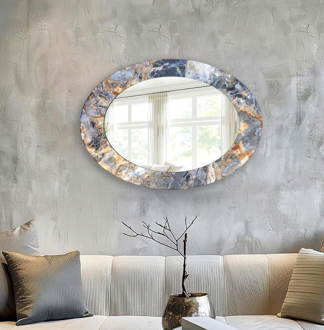 Gray Abstract Oval Wall Mirror - MyPhotoStation