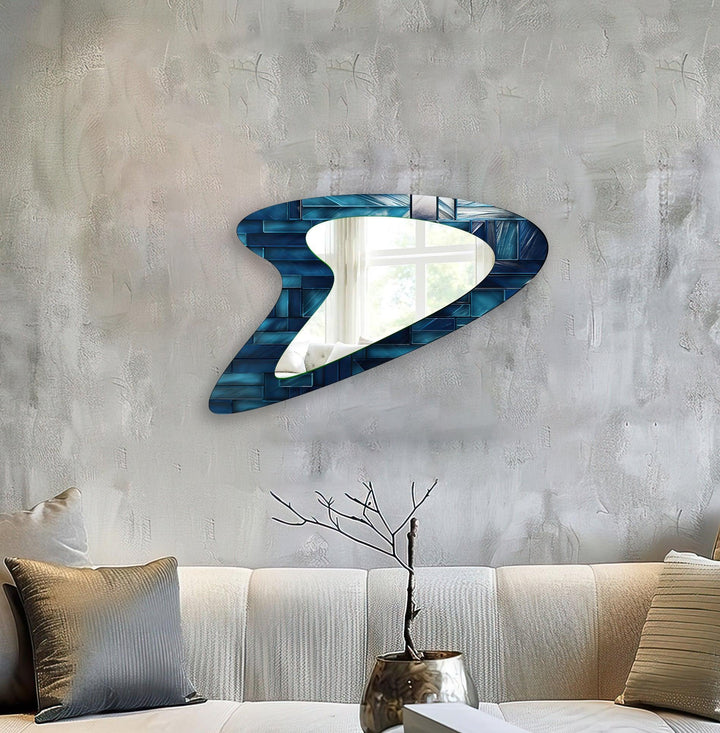 Vivid Blue Abstract Irregular Wall Mirror - MyPhotoStation