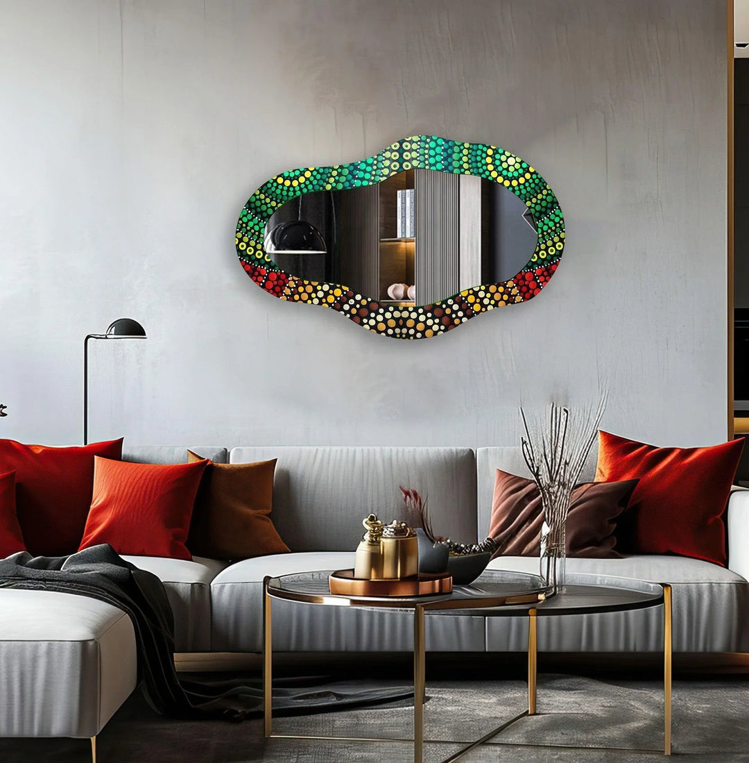 Green Mosaic Asymmetrical Wall Mirror - MyPhotoStation