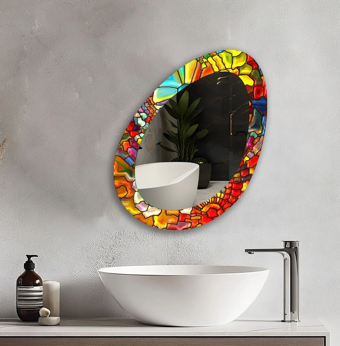 Red Stained Dining Room Wall Mirror - MyPhotoStation