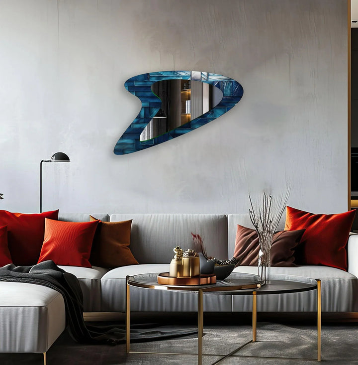 Vivid Blue Abstract Irregular Wall Mirror - MyPhotoStation