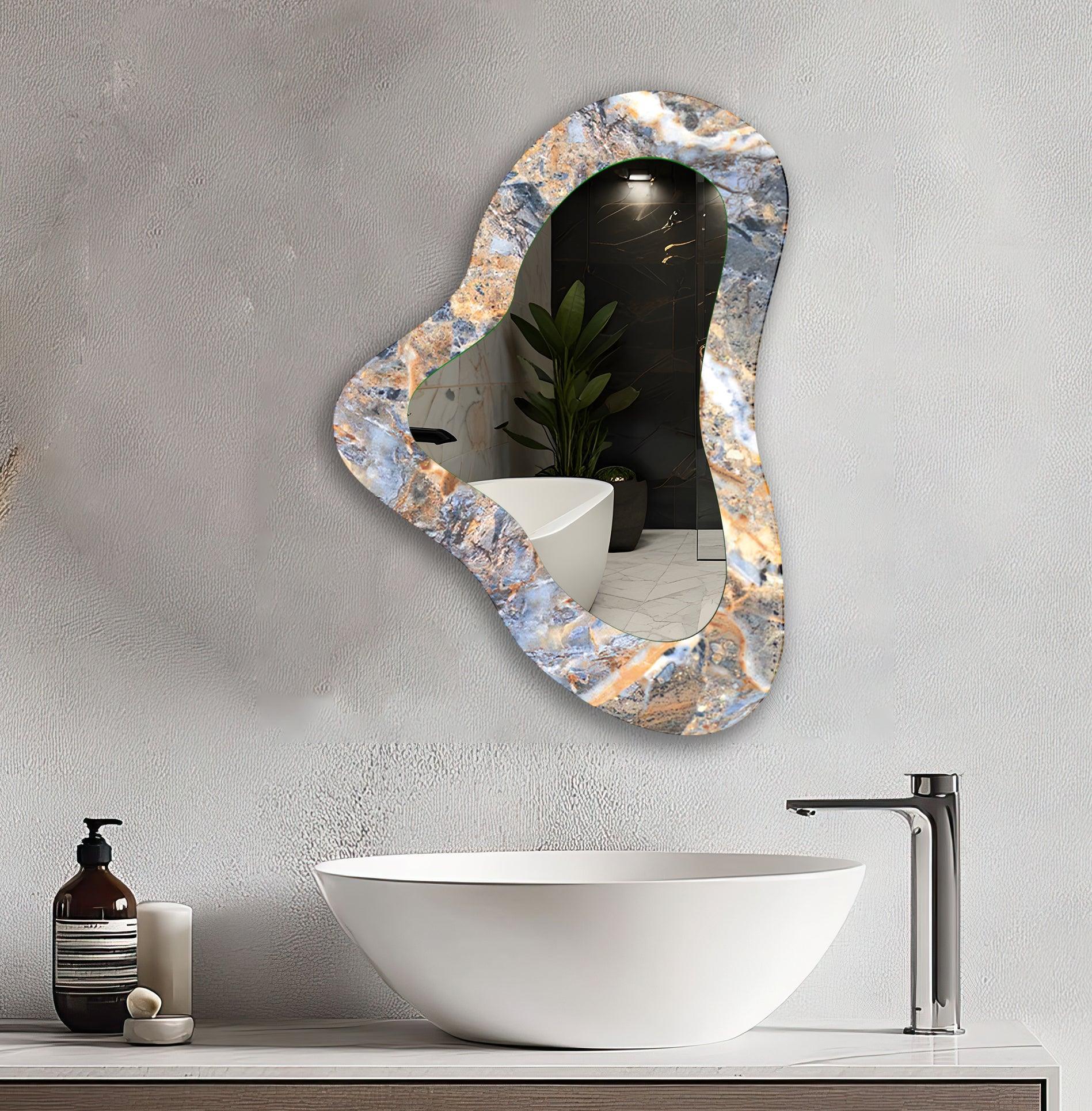 Elegant Marble Irregular Glass Wall Mirror - MyPhotoStation