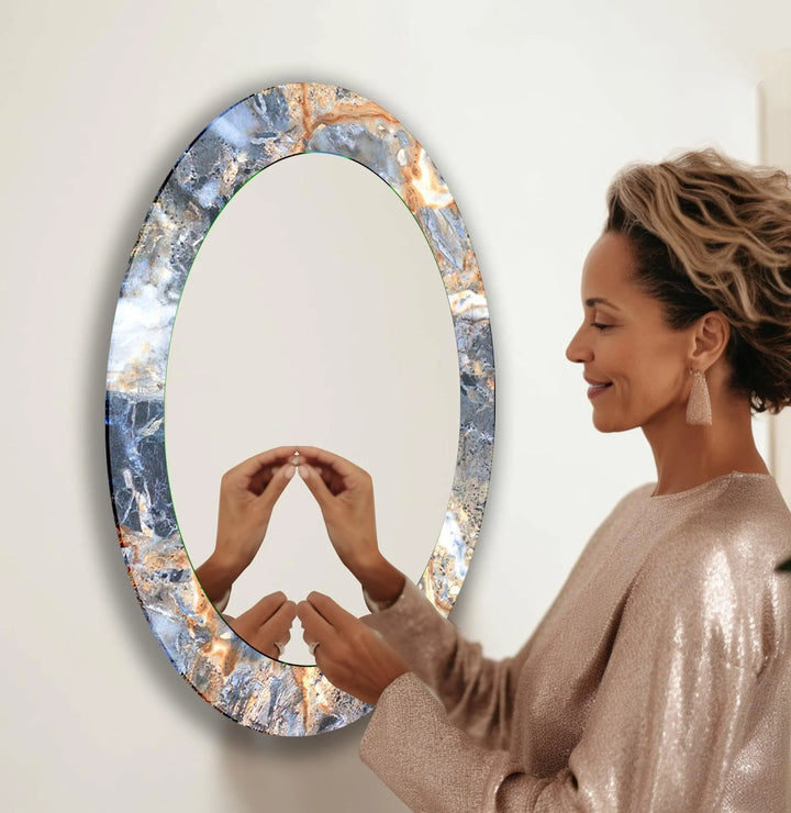 Gray Abstract Oval Wall Mirror - MyPhotoStation