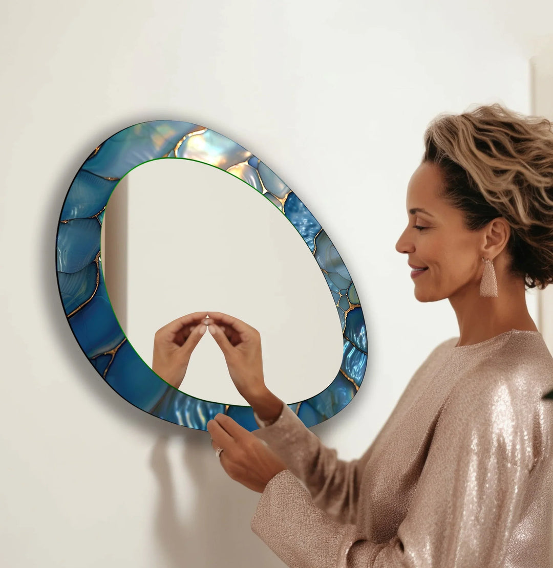 Blue Metallic Abstract Wall Mirror - MyPhotoStation