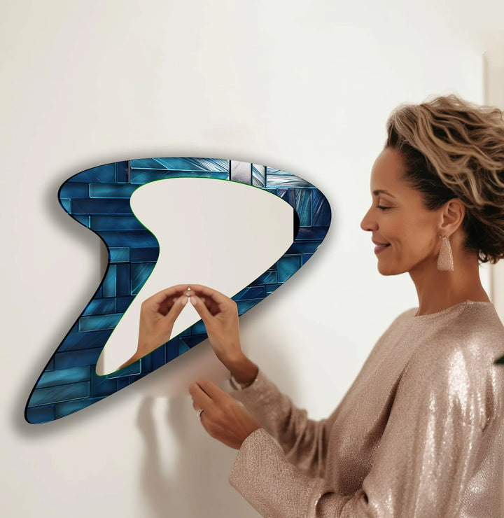 Vivid Blue Abstract Irregular Wall Mirror - MyPhotoStation