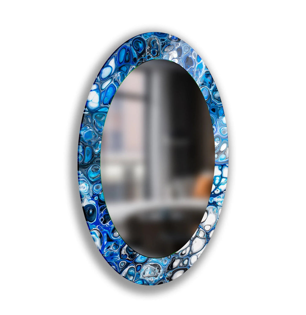Blue Modern Oval Wall Mirror - MyPhotoStation