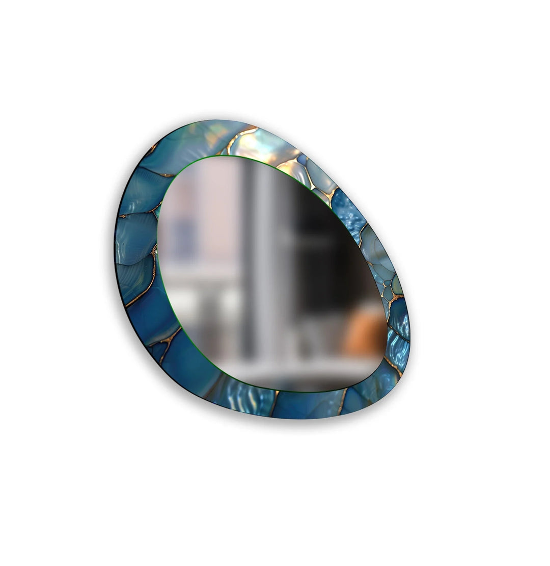 Blue Metallic Abstract Wall Mirror - MyPhotoStation