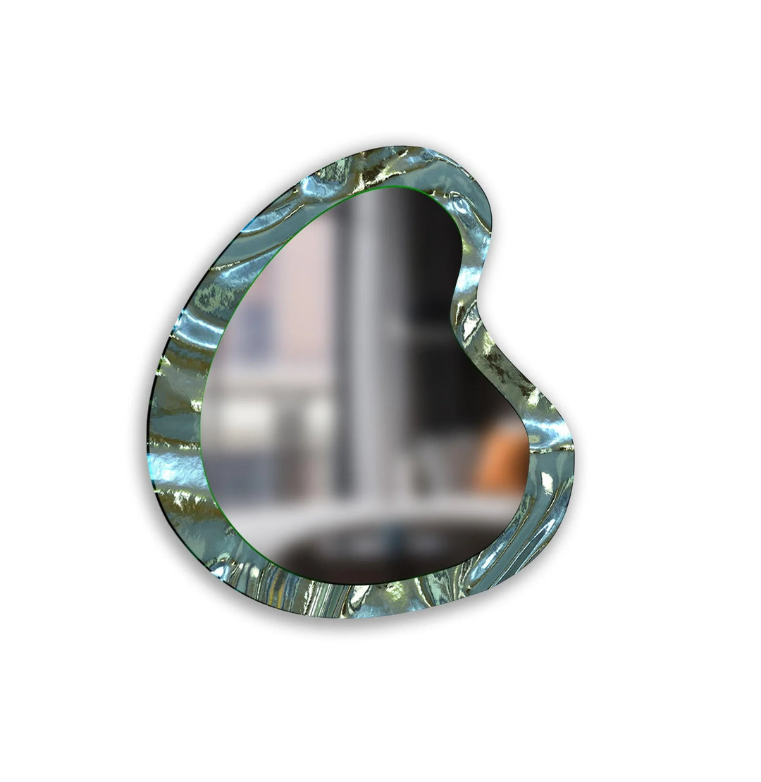 Green Abstract Irregular Glass Wall Mirror - MyPhotoStation