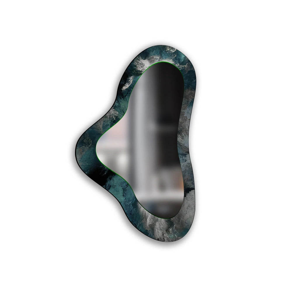 Green Decorative Irregular Glass Wall Mirror - MyPhotoStation