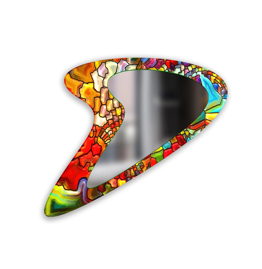 Red Stained Irregular Glass Wall Mirror - MyPhotoStation