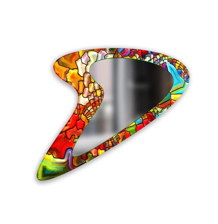 Red Stained Irregular Glass Wall Mirror - MyPhotoStation