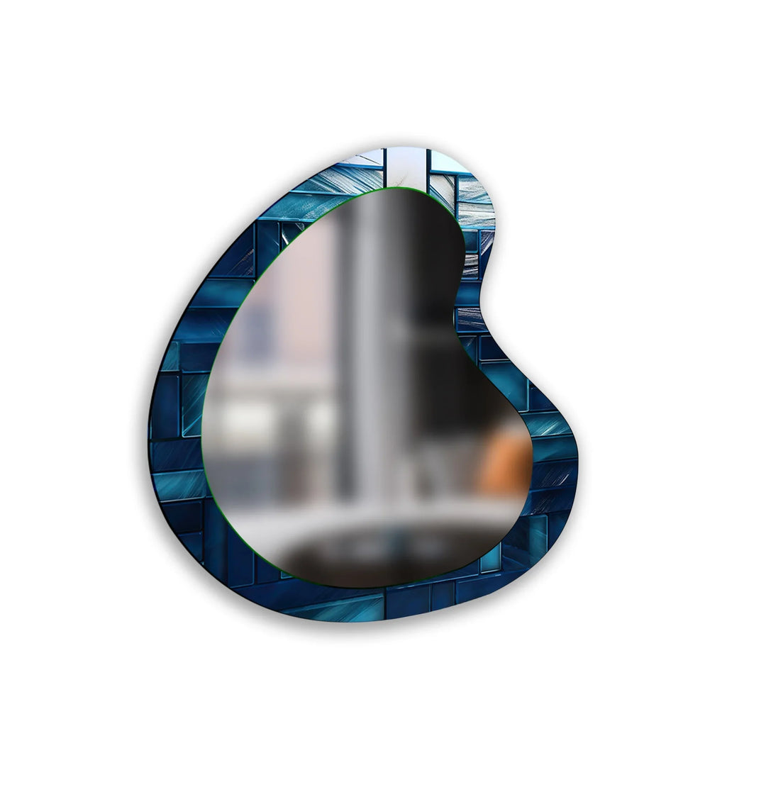Blue Mosaic Tiles Modern Wall Mirror - MyPhotoStation