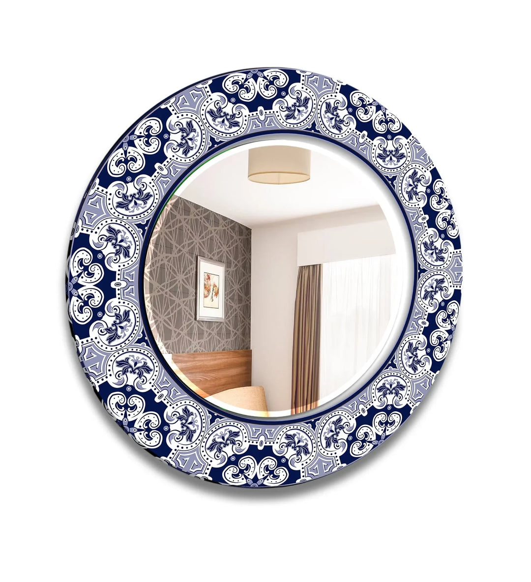 Mandala Navy Blue Round Wall Mirror Long Wall Mirror
