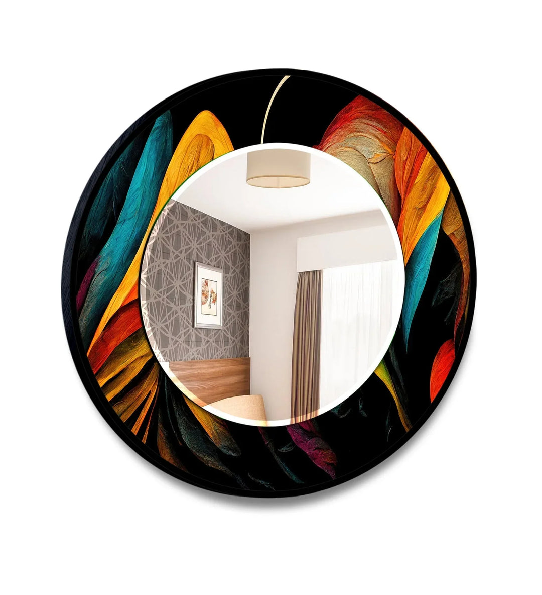 Orange Lines Abstract Wall Mirror Bathroom Mirrors