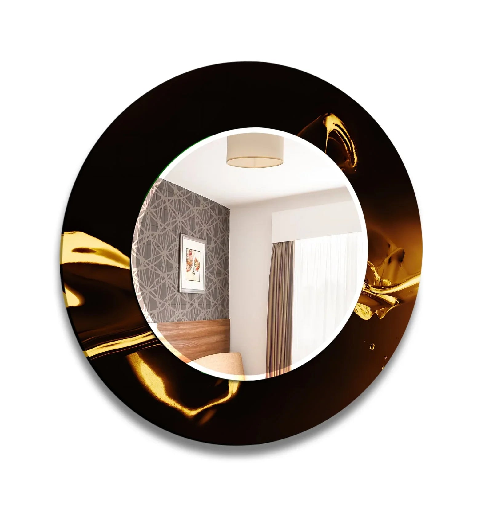 Golden and Black Abstract Wall Mirrors gold mirror