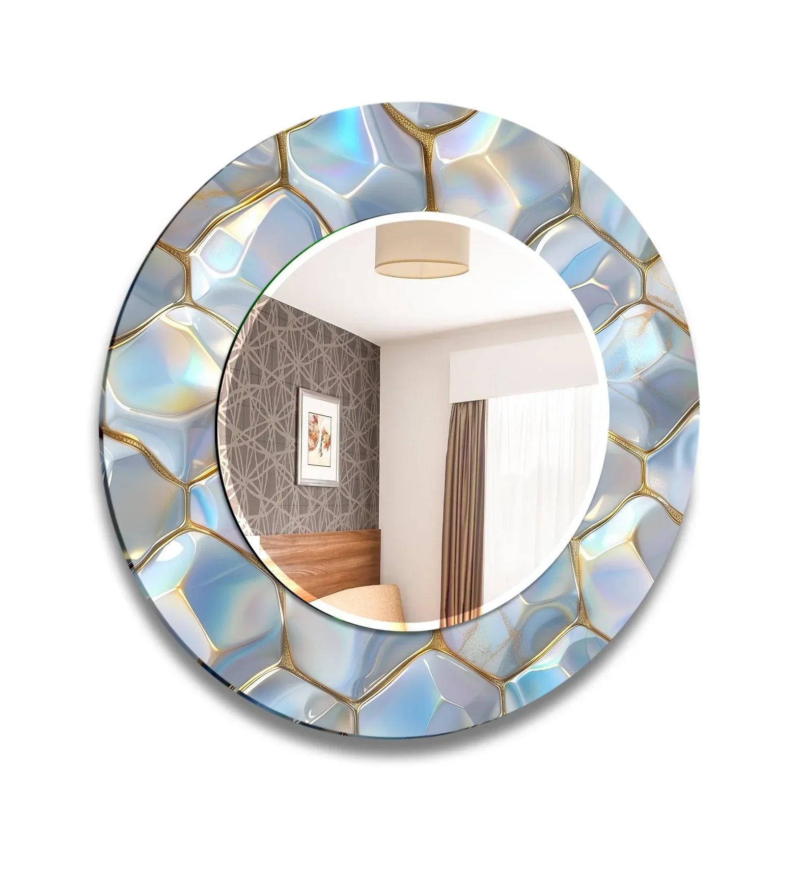 Gold Details Marble Wall Mirror Small Wall Mirror