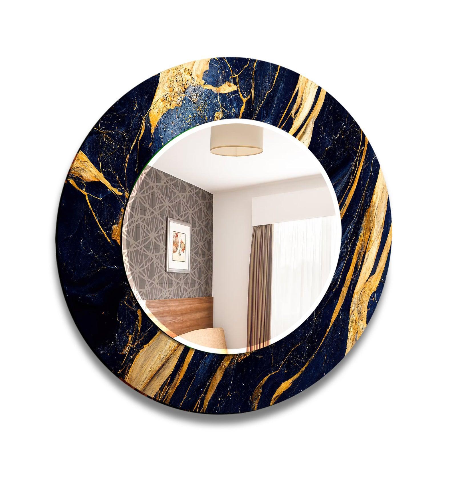 Black & Gold Round Wall Mirror Round Mirror