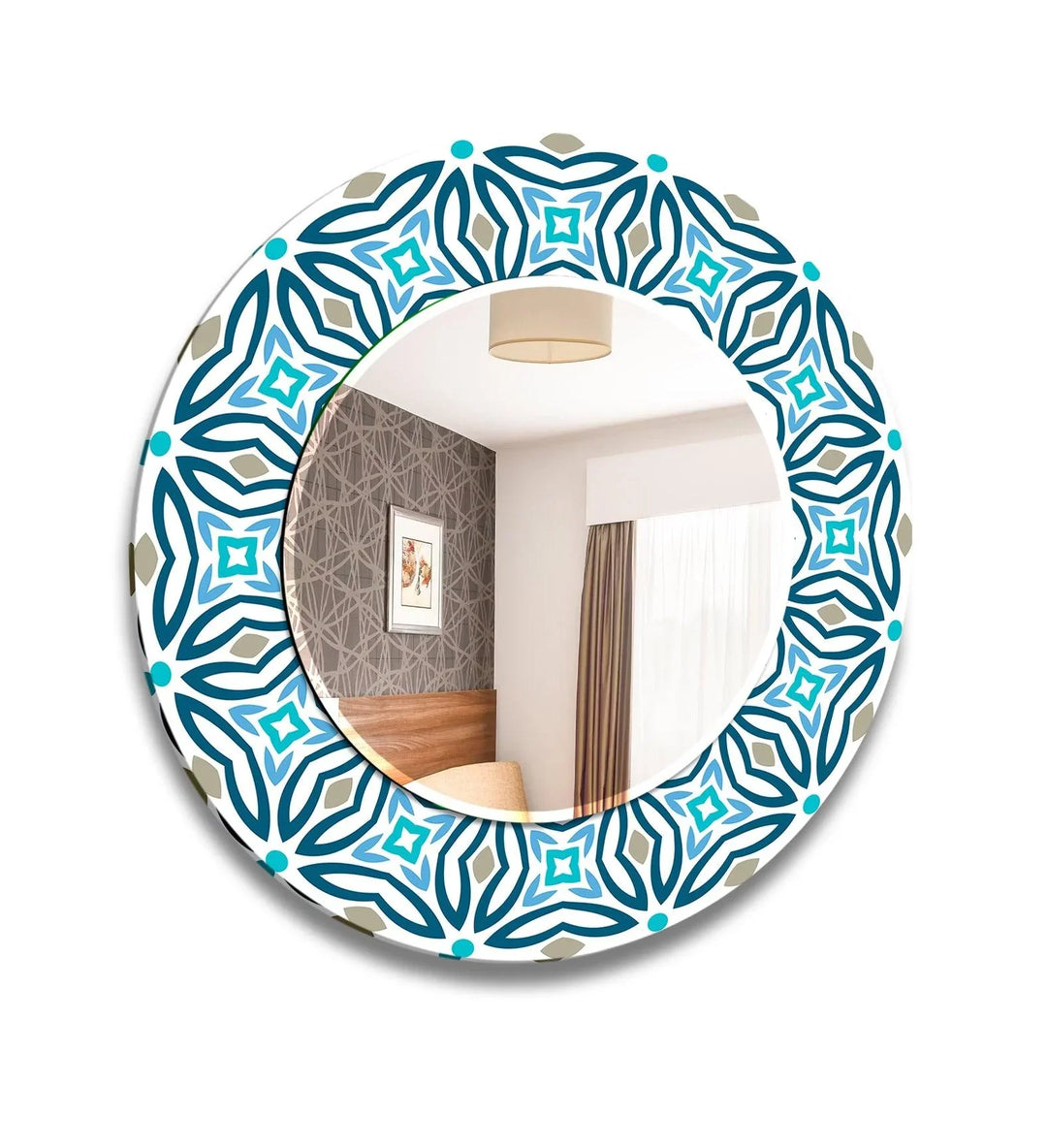 Blue Mosaic Lines Wall Mirrors Marble Wall Mirror