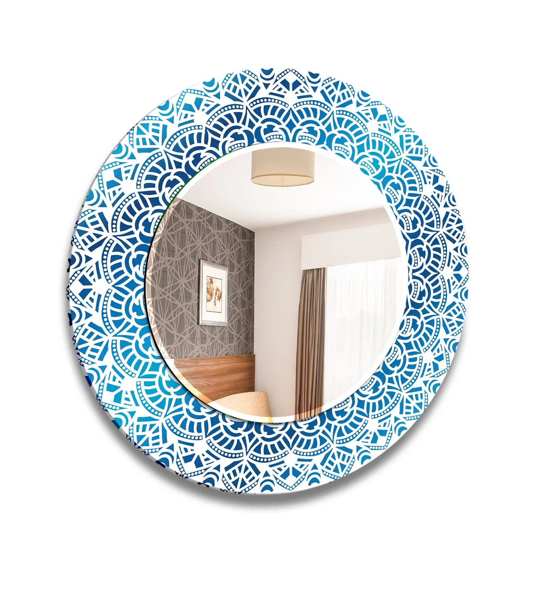Mosaic Blue Round Wall Mirror Gold Wall Mirror