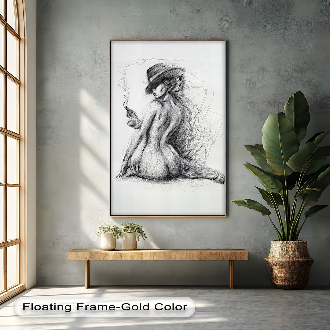 Smoke and Curves – Nude Canvas Print| Framed Wall Art