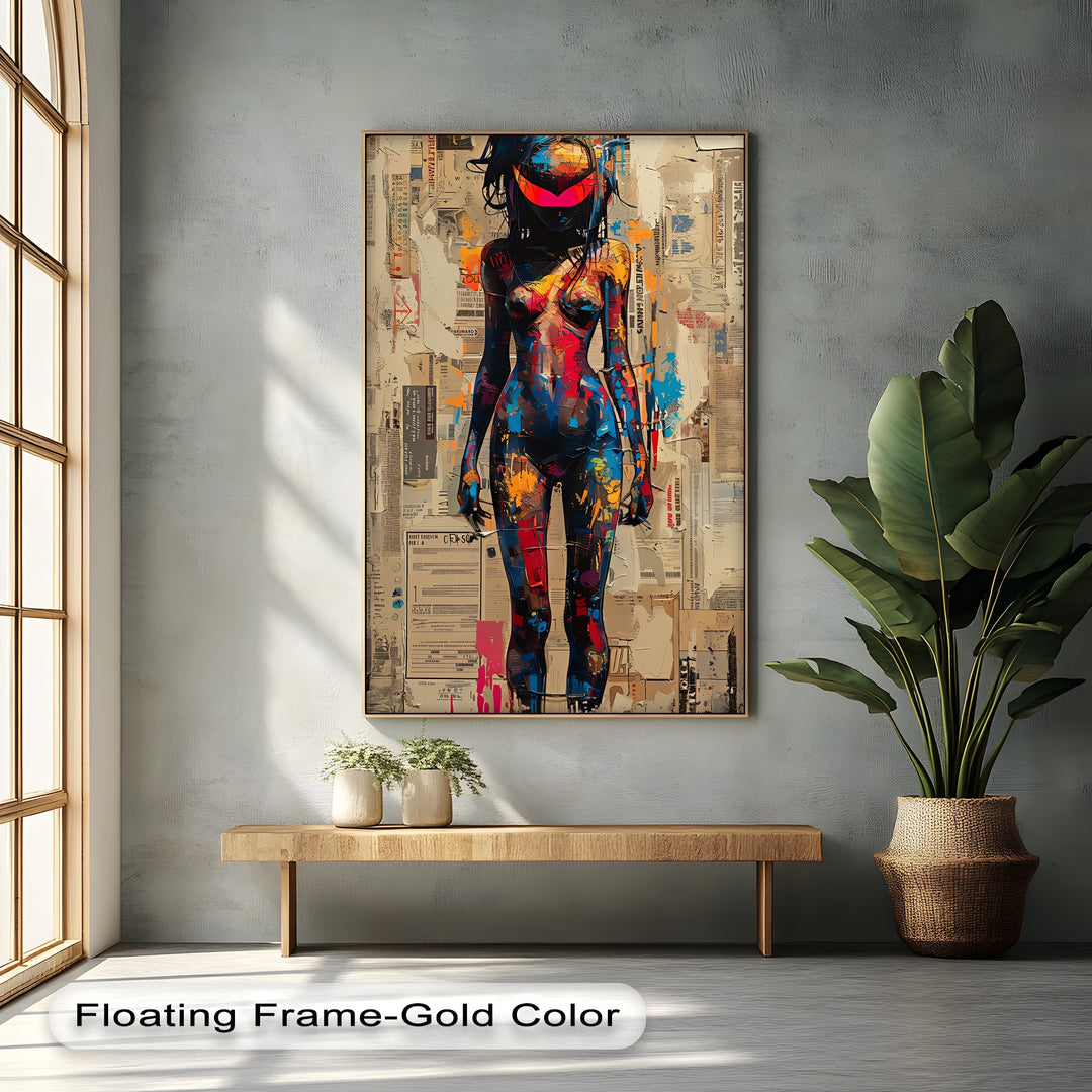 Graffiti Female Silhouette with Visor – Erotic Canvas Print | Artwork Canvas