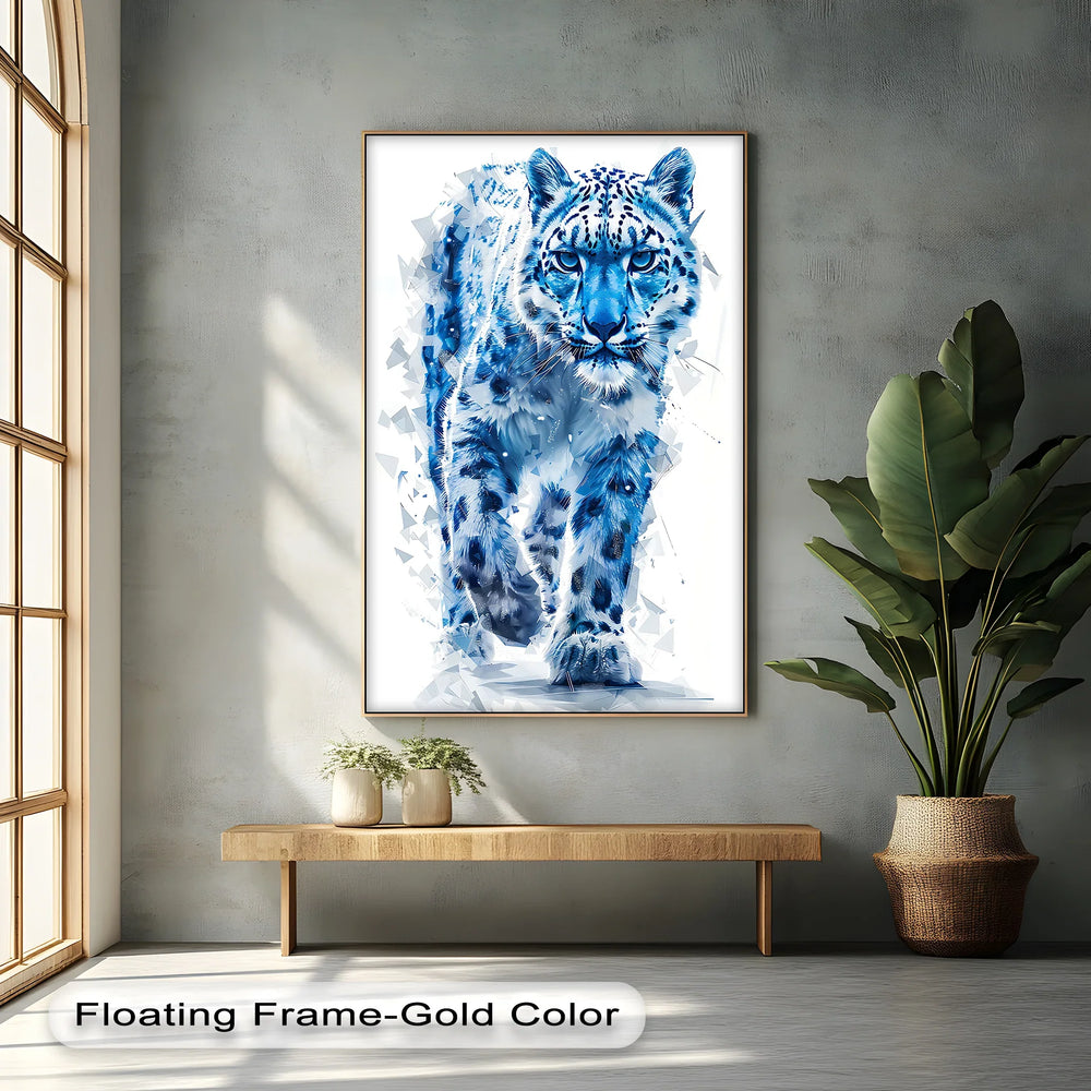 Frostborn Majesty – Blue Snow Leopard in Shattered Ice Style Canvas Prints - MyPhotoStation