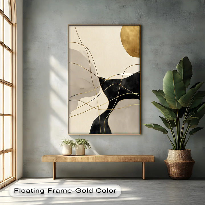 Golden Balance – Modern Black and Gold Abstract Canvas Print - MyPhotoStation