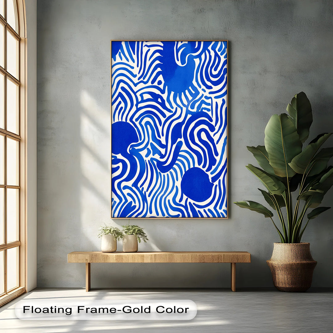 Electric Rhythm – Modern Blue Patterned Canvas Print - MyPhotoStation