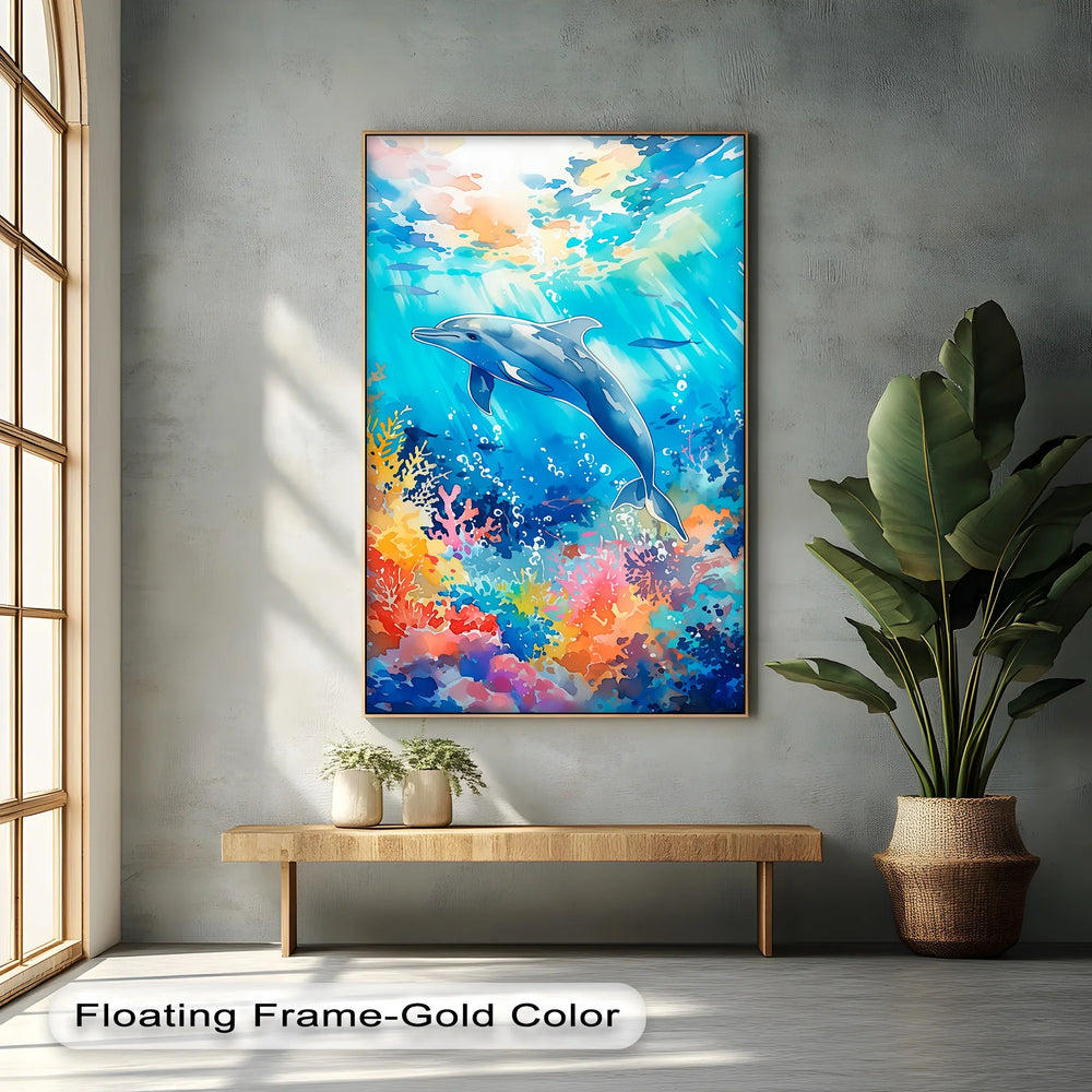Vibrant Dolphin in Coral Reef – Blue Ocean Canvas Prints - MyPhotoStation