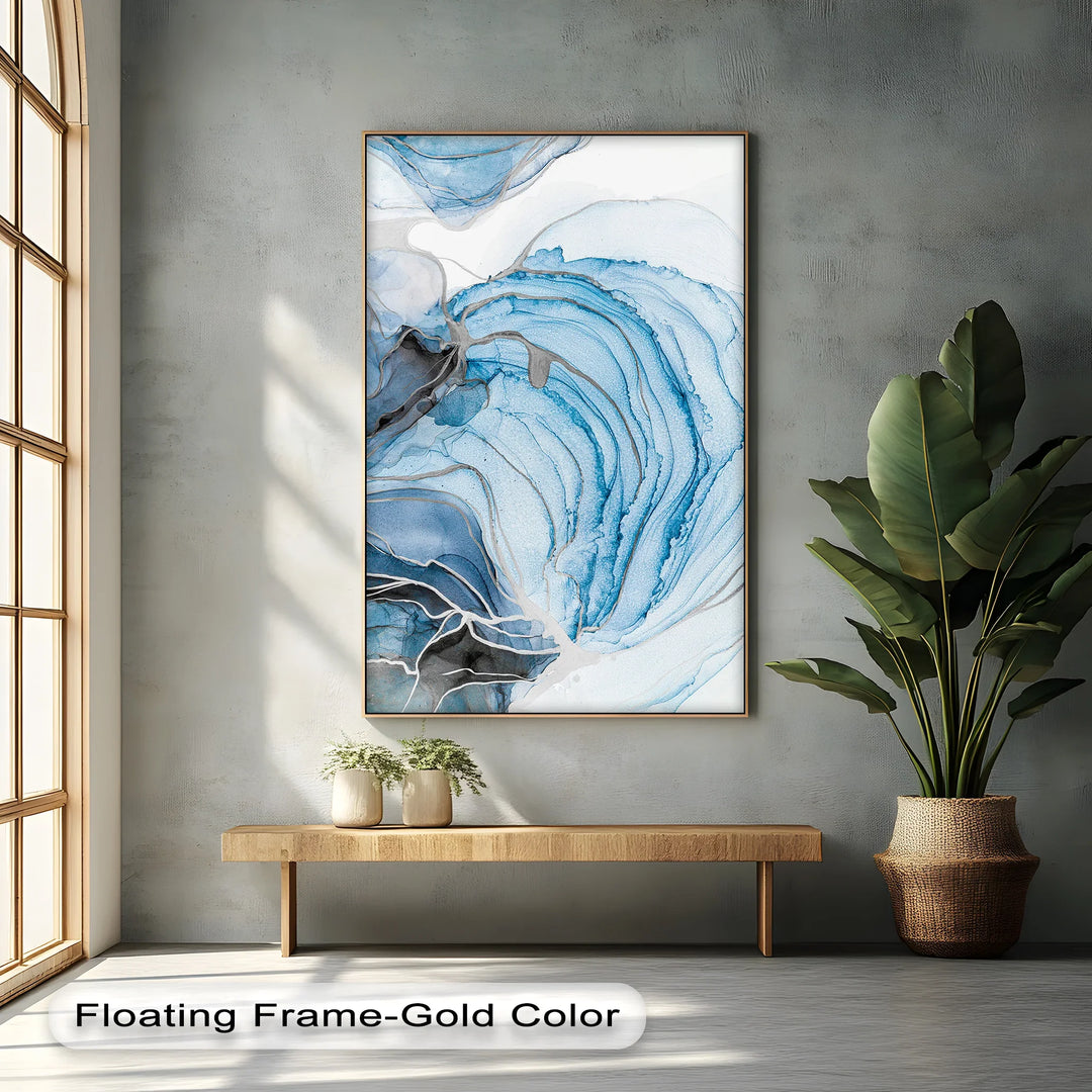 Abyssal Flow – Abstract Ocean Swirl in Indigo and Slate Blue Canvas Prints - MyPhotoStation